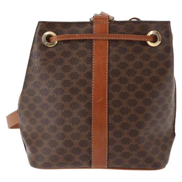 CELINE Macadam Canvas Shoulder Bag Pvc Leather Brown Gold - Picture 3 of 12